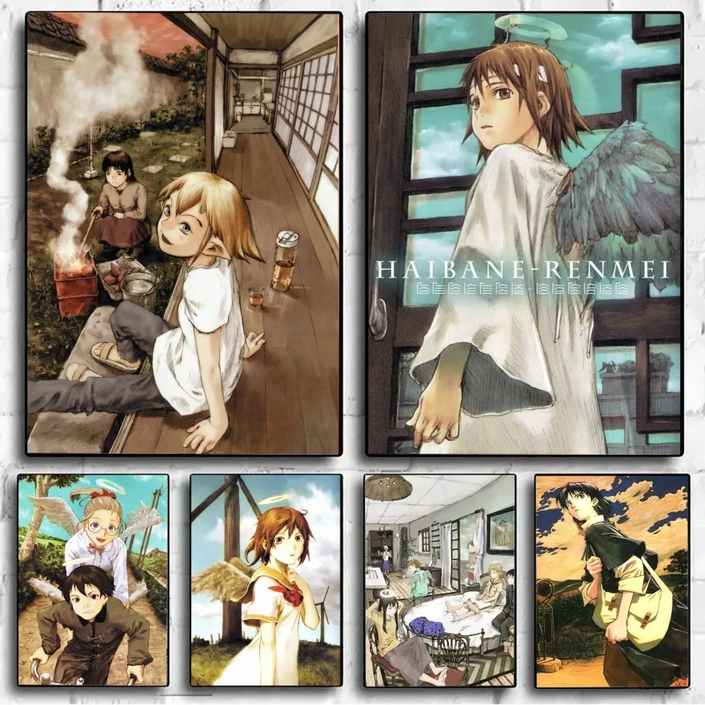 Haibane Renmei Anime Print Poster No Framed Poster Kraft Club Bar Paper Vintage Poster Wall Art Painting Bedroom Study Stickers