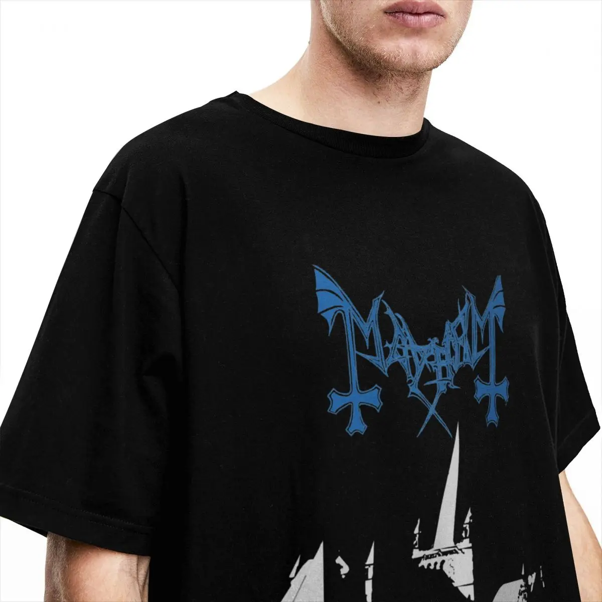 Mayhem Black Metal Band Men T Shirt De Mysteriis Dom Sathanas Merch Fun Tee Shirt Round Neck T-Shirts Pure Cotton Printed Tops