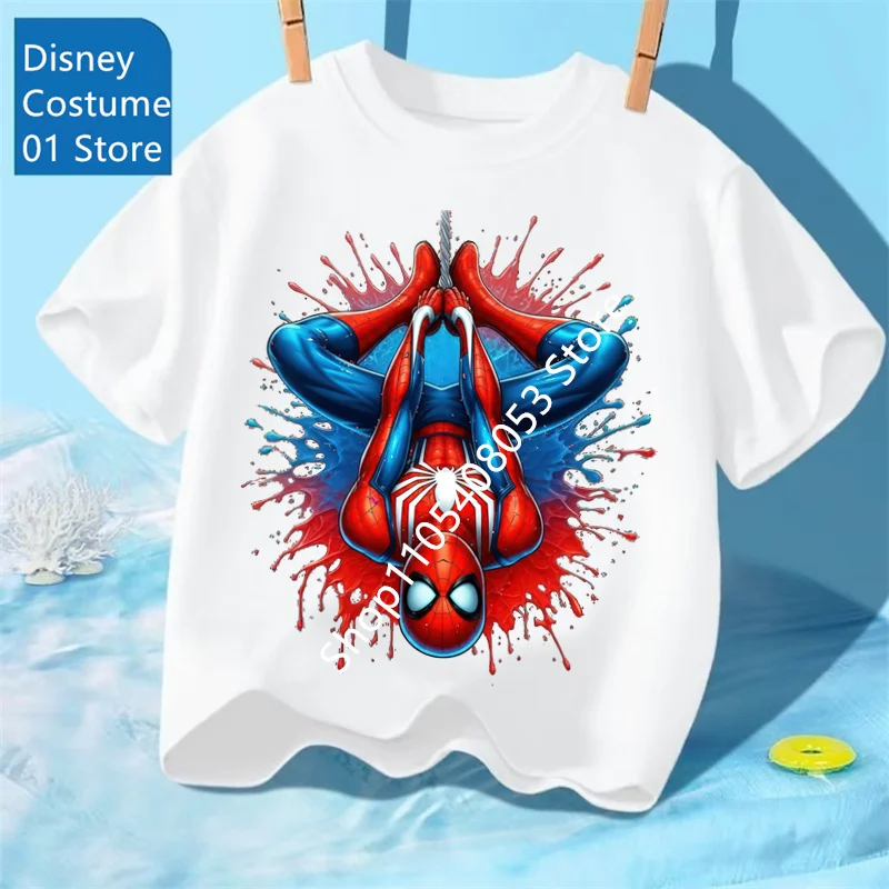 

Boys Girls 2026 Summer Children's T-shirt Comfortable and Soft Breathable Shirt with Marvel Spider-Man Print Children's T-shirt