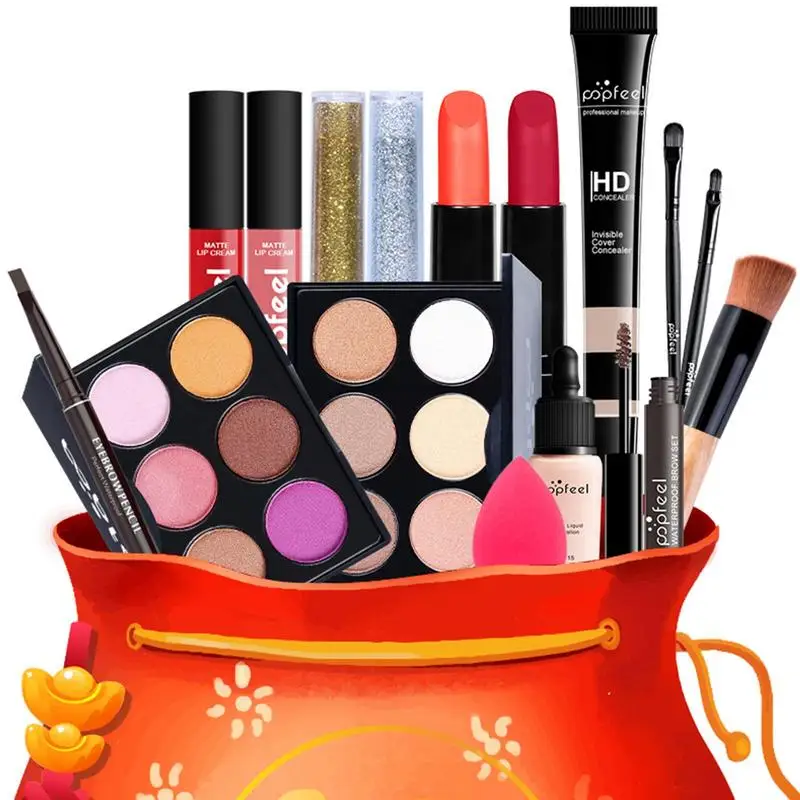 Make Up Kits Adult Complete 16-Piece Makeup Set For Beginners Portable Girls Makeup Kit All in One Makeup Gift Set for Women