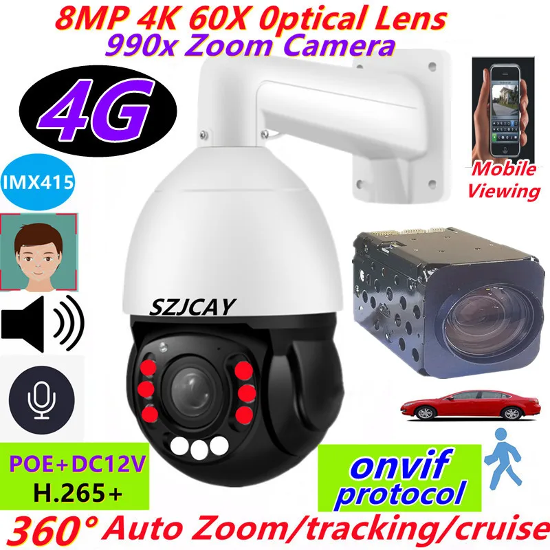 كاميرا CamHipro CamHi اللاسلكية واي فاي 60X زووم بصري 8MP 4K POE PTZ IP كاميرا، 4G بطاقة Sim تتبع تلقائي كاميرا CCTV #4