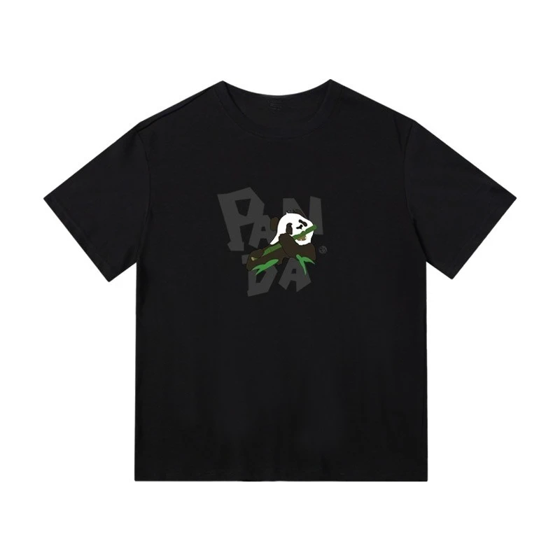 

"Battle Panda Short-sleeved Men 2025 Summer New Men's all-cotton Casual Slightly Loose T-shirt Couple Top.