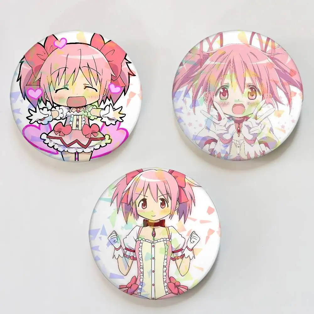Anime K-Kaname Madoka Runde Laser-Anstecknadel Brosche Kleidung Rucksack Accessoires Revers-Dekoration Geschenk