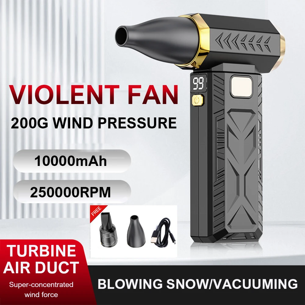 

New 250000RPM Violent Air Blower with LED Lighting 10000mAh Turbo Jet Fan Blower for Keyboard Cleaning Car Vacuum Cleaner Air Up