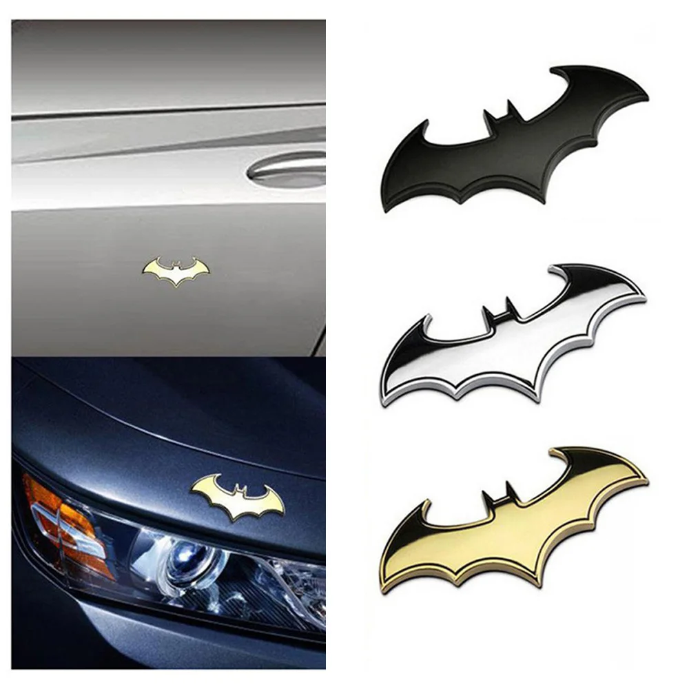 3D Metal Bat Auto Car Logo Cartoon Sticker Metal Badge Emblem Tail Decal Motorcycle Car Styling Decoration Accessories