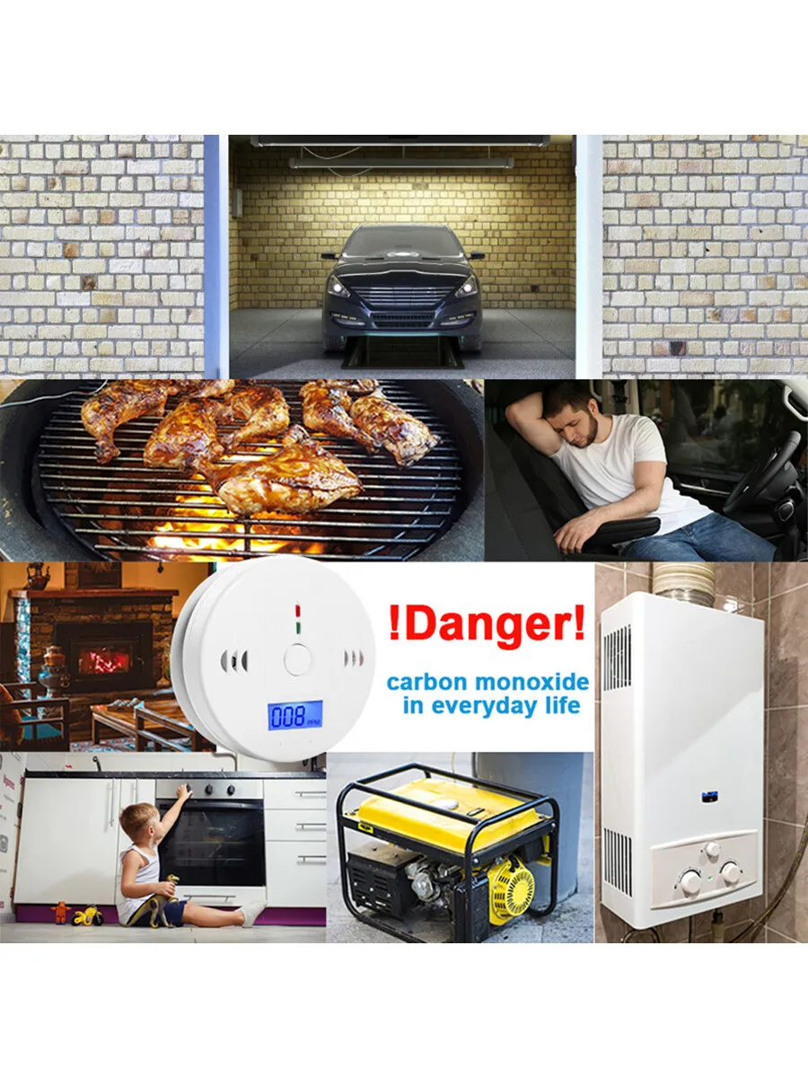 Smart Carbon Monoxide Detector CO Sensor Detector High Sensitive LED Indicator Smoke Fume Home Detector Gas Leak Warning Alarm