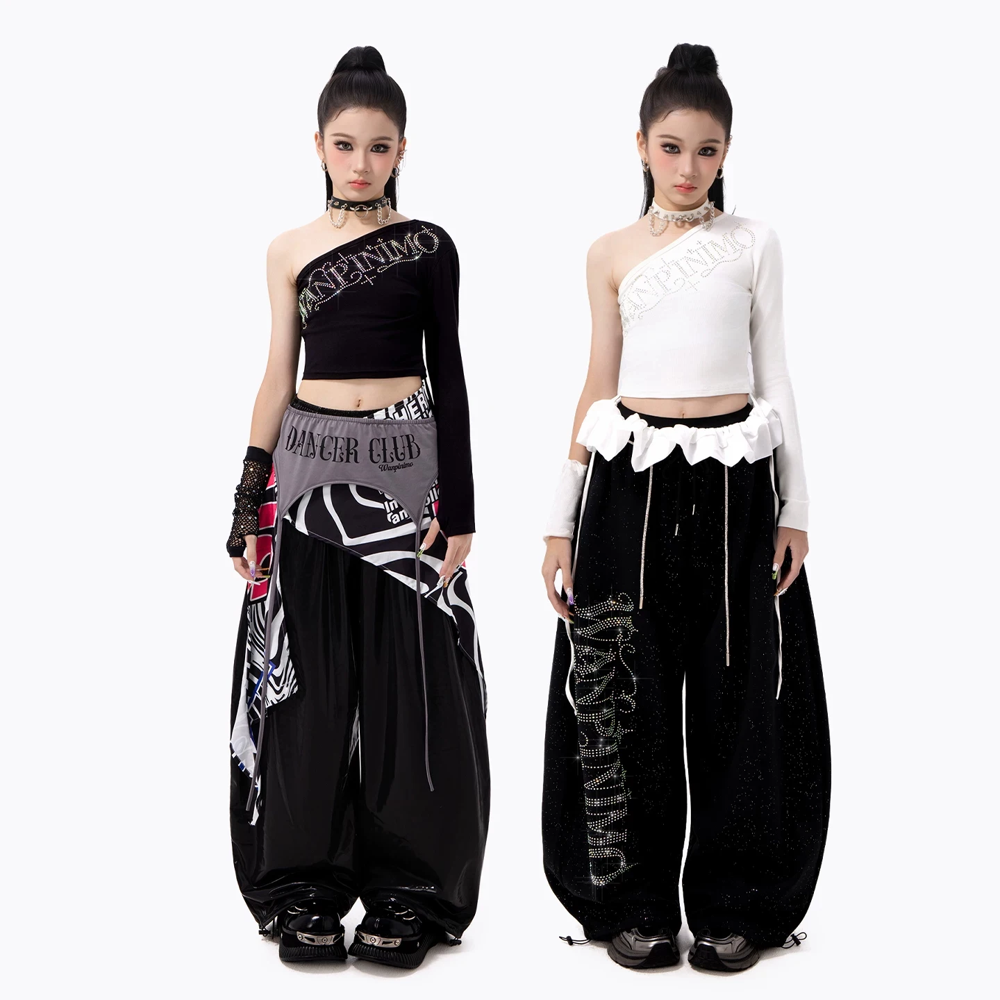 2026 Ballroom Hip Hop Dance Costumes For Girls Crop Tops Shine Pants Kpop Outfits Fashion Show Catwalk Jazz Stage Wear XH5636