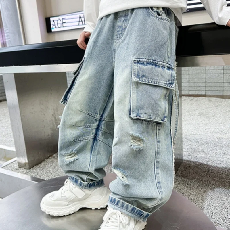 

Boys Jean Pants Long Trousers Denim 2024 Classic Spring Autumn Baby's Kids School Toddler Christmas Gift Children's Clothing