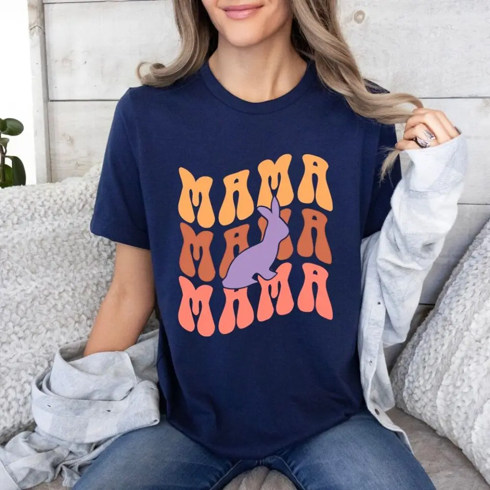 Mama Bunny T Shirt Mother's Day Shirt Easter Expecting Mom Comfort Tank Top Mama Bunny O-Neck Loose Tee Top Mama Gift