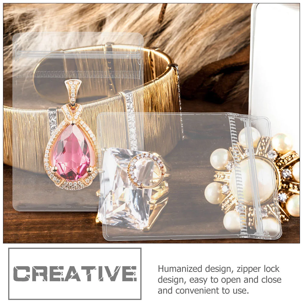100 Pcs Jewelry Bag Lightweight Compact Size Premium Material Comfortable Touch Zipper Lock Easy Open Close