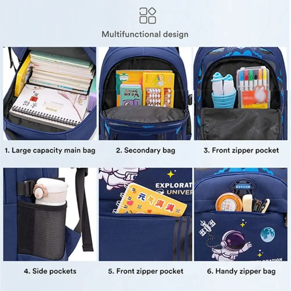 Spaceman Print Kids Backpack Orthopedic Waterproof Primary Book Bags Reflective Design Mochila Children School Bags for Childre