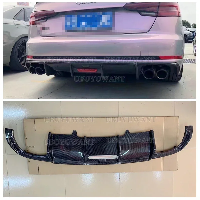 Rear Bumper Diffuser Lip Spoiler For Audi A4 B9 S-Line Sedan 2017-2023 Style S - LINE Real Carbon fiber