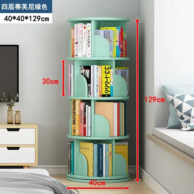360 Degree Rotating Bookshelf Creative Wooden Multi-Layer Bookcase for Home & Student Simple Living Room Furniture Panel Style