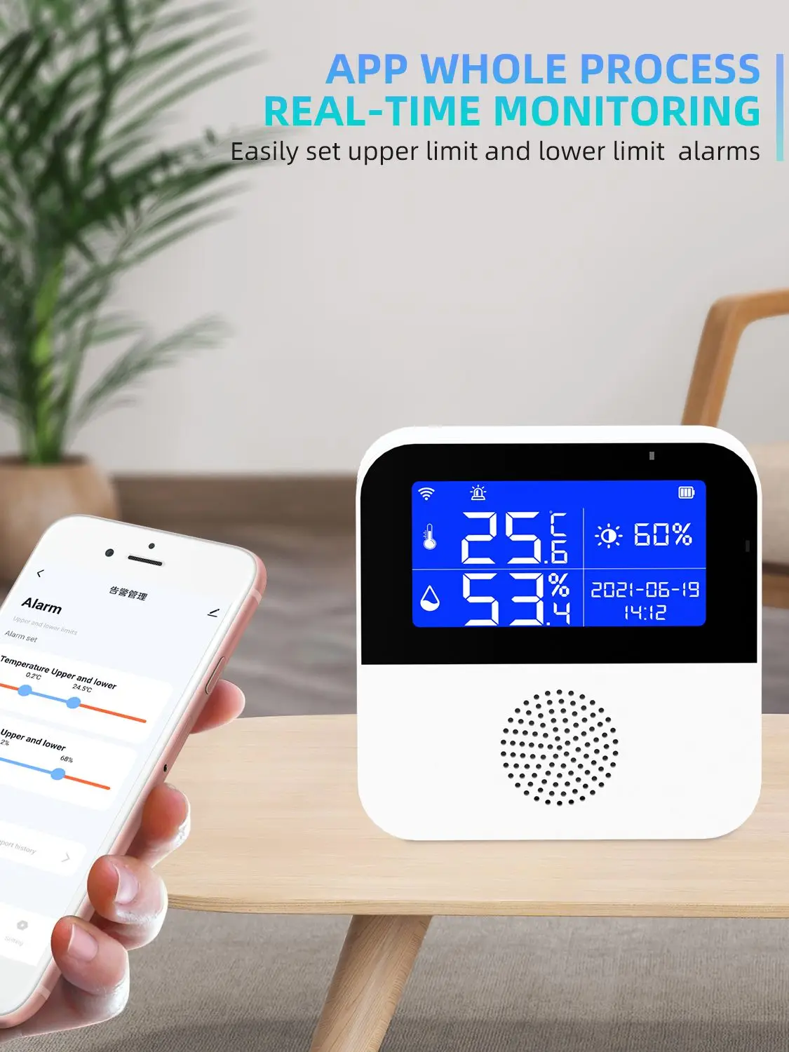 TUYATemperature and humidity sensor WiFi LCD intelligent life indoor temperature and humidity meter multi-function pager