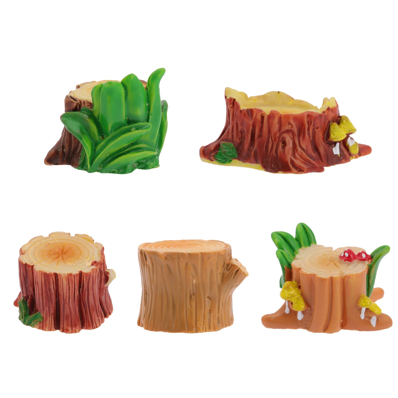 

5Pcs Miniature Tree Stump Decor Resin Material Garden Yard Micro Landscape Ornament Creative Accessory Micro Landscape Decor