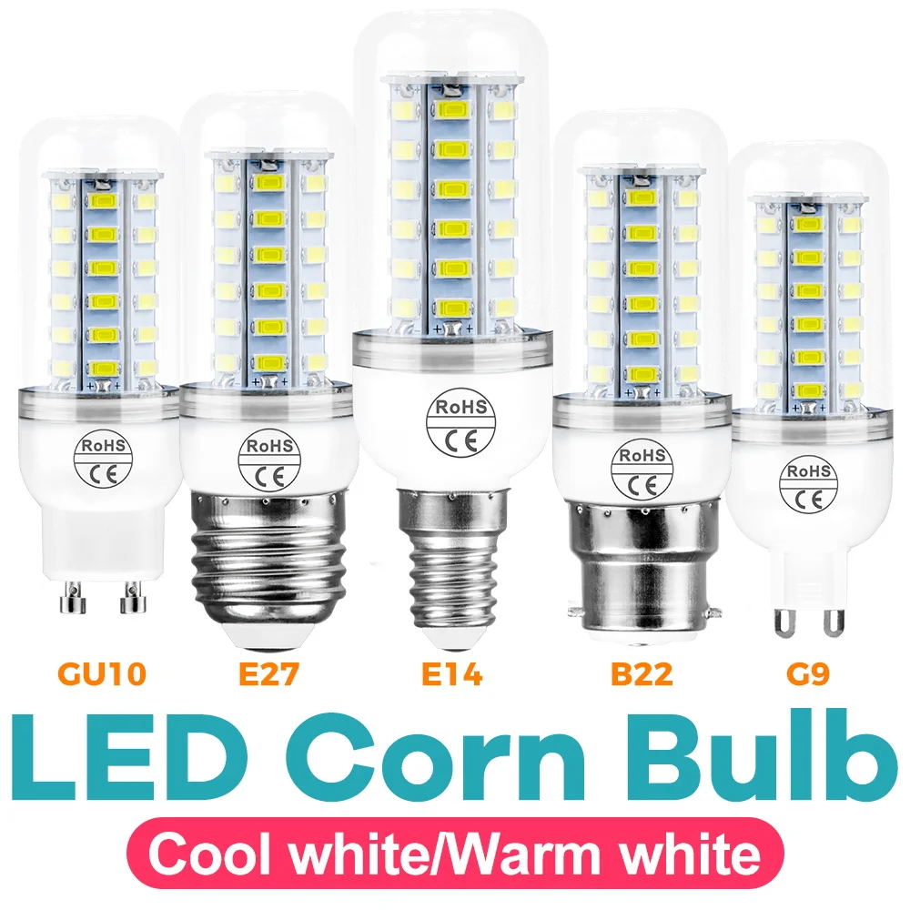 E27 LED Lamp 24 36 48 56LEDs 220V Led Bulb E14 SMD 5730 G9 Light Replace Halogen Lamp B22 Light For Home Useful GU10 Corn Light