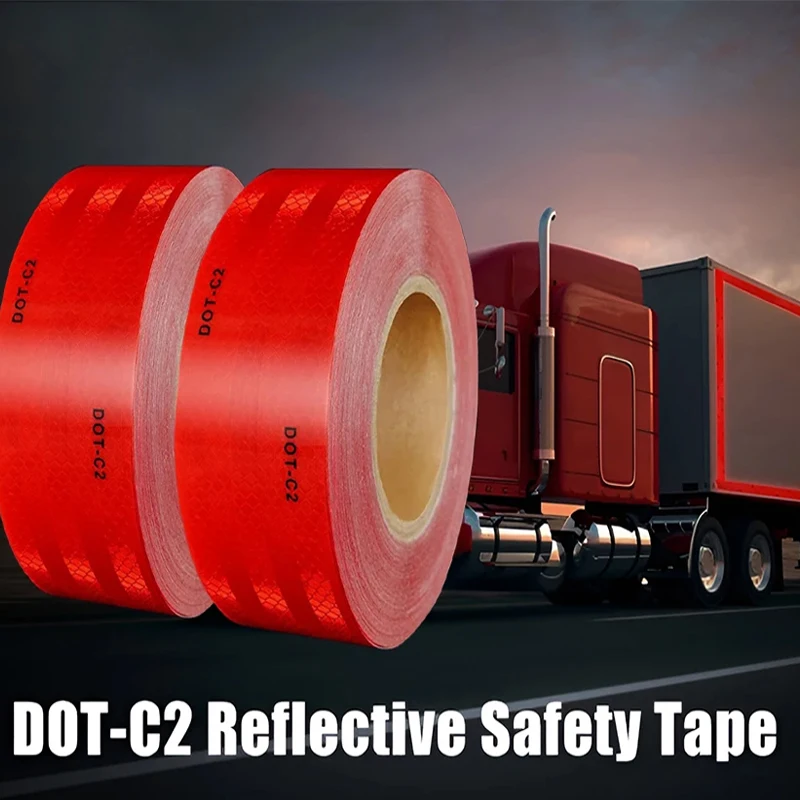 DOT-C2 Red 1/3/10M Truck Reflective Sticker Tape Warning Night Light Waterproof Reflective Sticker Warning Sticker Car Truck