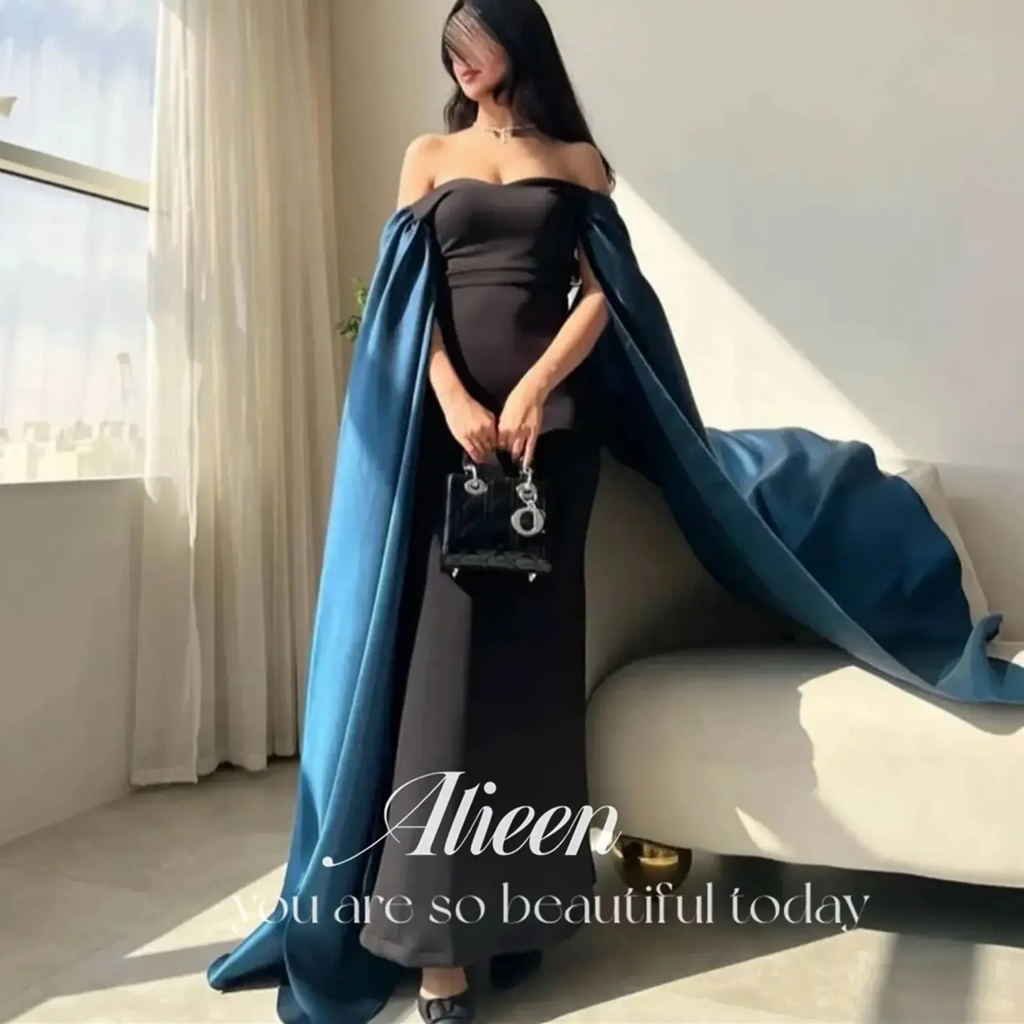 

Aileen Mermaid Customized Black Off the Shoulders Elegant Wedding Party Dress Dresses for Special Occasions Evening Woman Gala