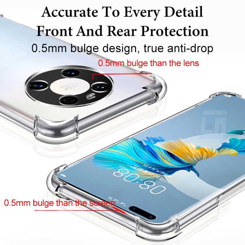 Shockproof Silicone Case for Huawei Mate 50 40 30 20 10 Nova 8 9 Pro P60 P40 P30 P20 Lite Y9A Y9S Y7 Y9 Prime 2019 Clear Cover