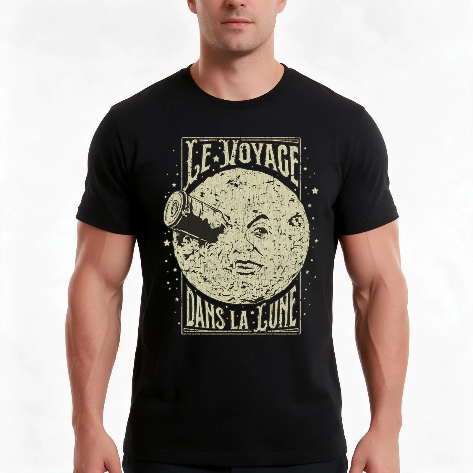 Le Voyage dans la Lune 1902 T-Shirt Summer Casual Cotton Tee Oversized Streetwear Tops Vintage Graphic Print 100% Cotton