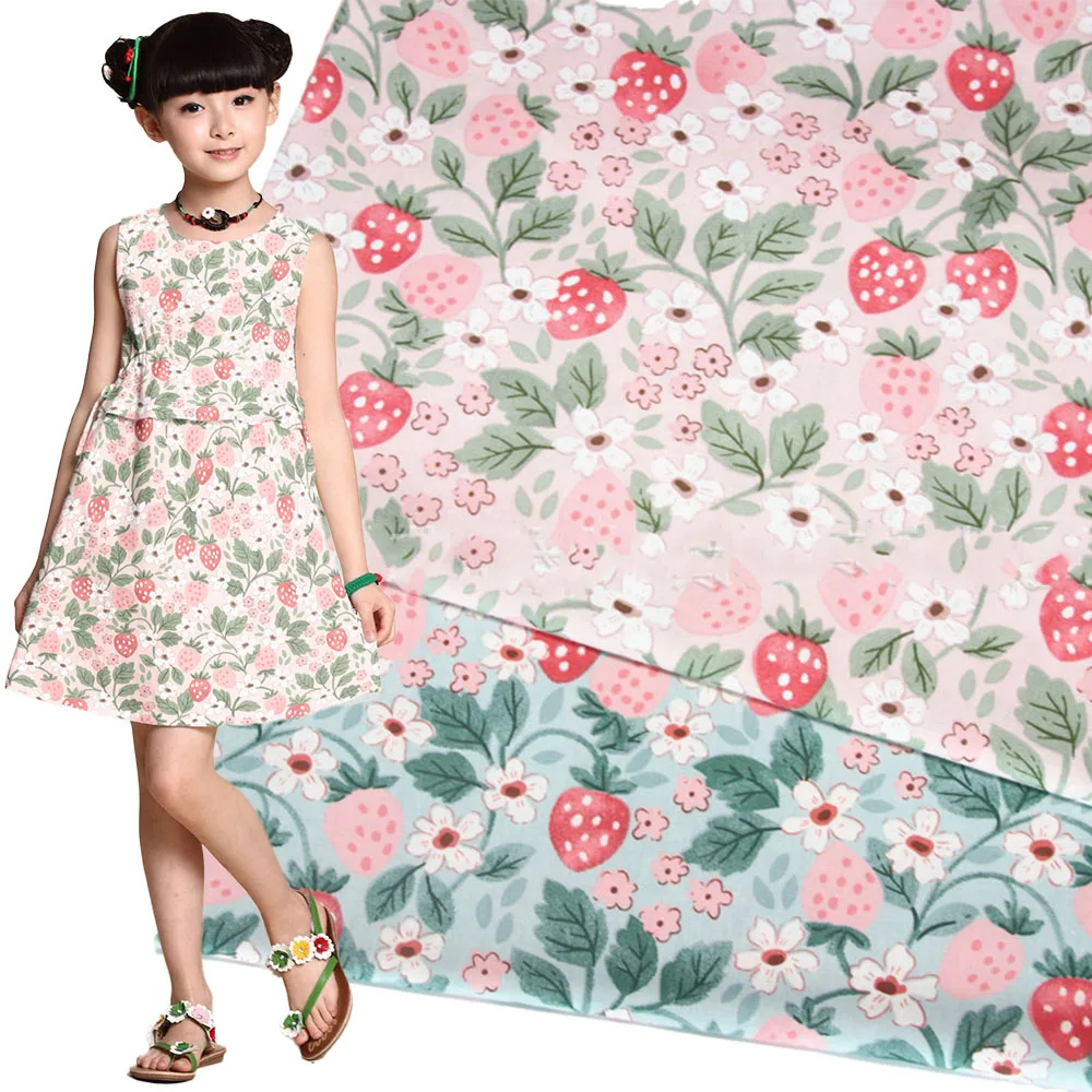 160x50cm Twill Printed Strawberry Fabric 100% Cotton Skin-Friendly For Making Tablecloth Storage Pouch Hair Band Gift Wrapping