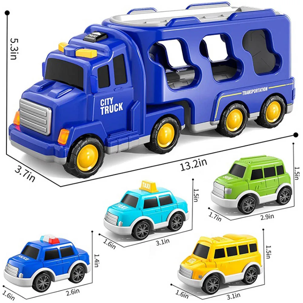 Double Layer Engineering Transport Vehicle Set Dazzling Lighting Sliding Puzzle And Cartoon Toy Car