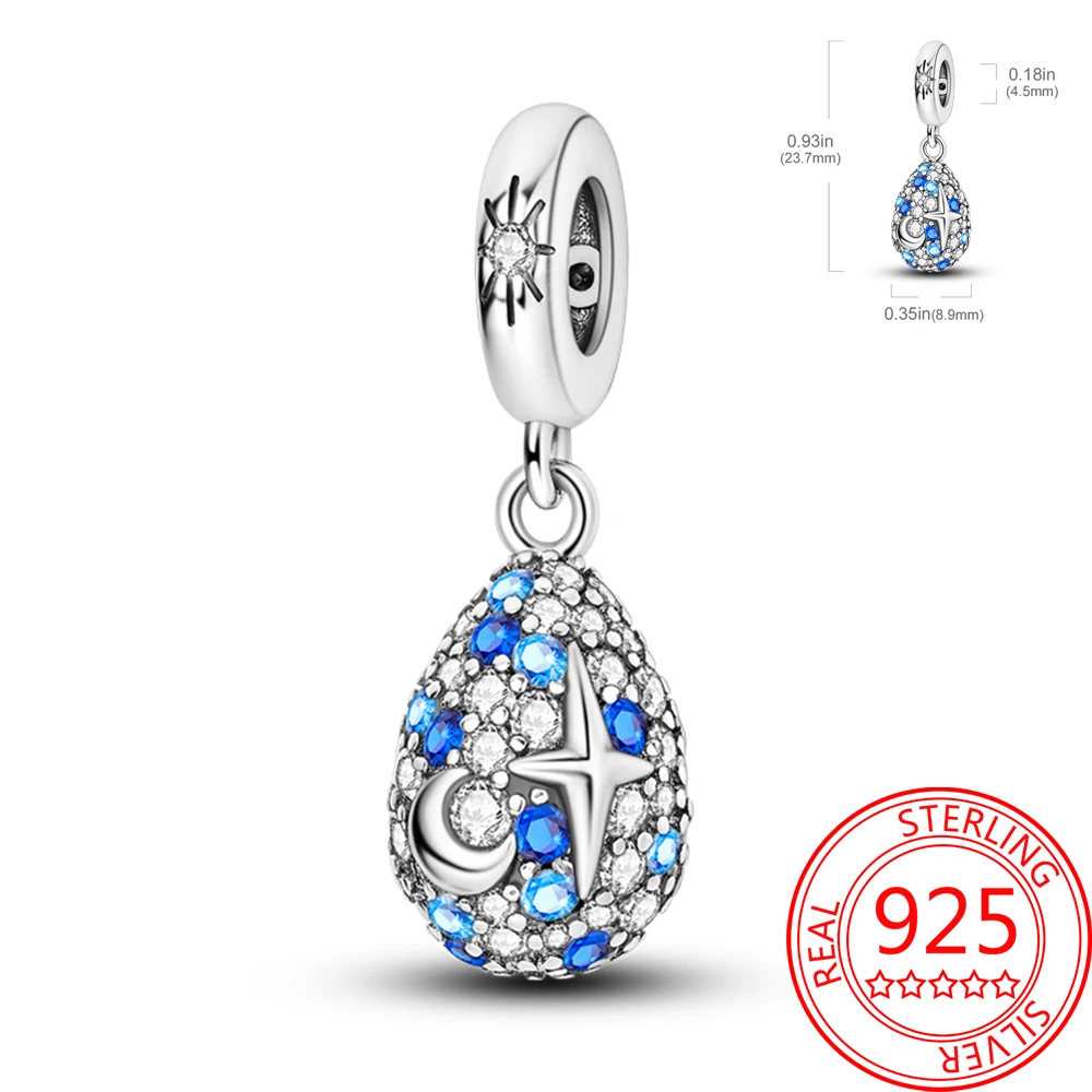 

Mysterious Starry Sky 925 Sterling Silver Sparkling Starry Moon Egg Pendant Fit DlY Bracelet Necklaces Boutique Jewelry Gifts