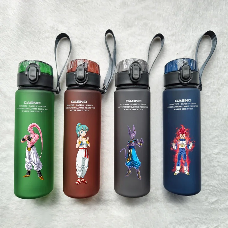 560ML Dragon Ball Son Goku Bulma Krillin kolorowa Anime kreskówka o dużej pojemności przenośna sportowy kubek na wodę Fitness na zewnątrz