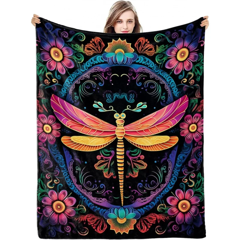 

Adult colored carpet dragonfly lover themed gift for men and women, 60 "x50" inches suitable for sofa Christmas decoration