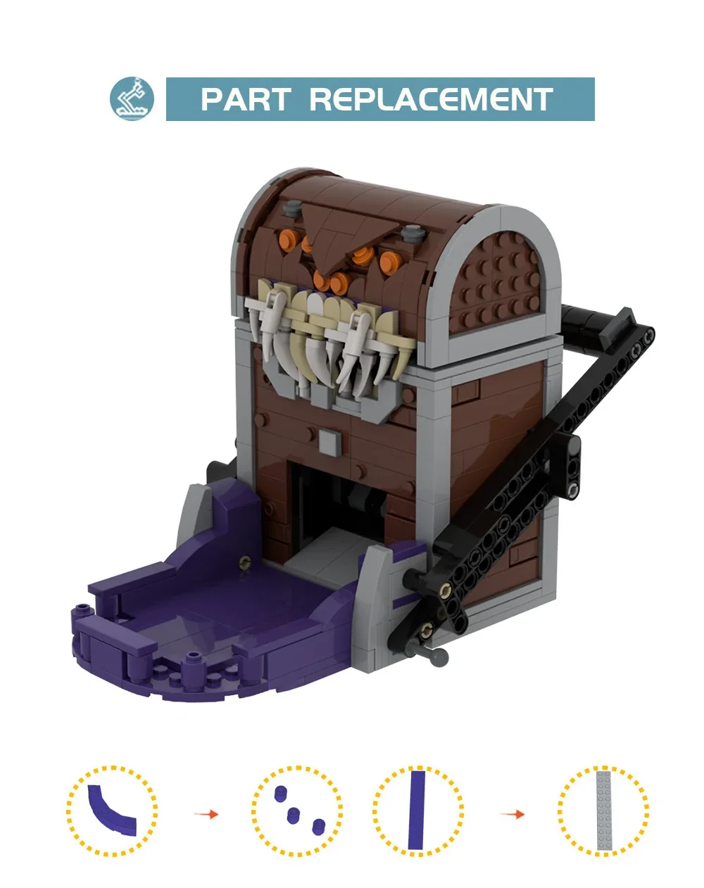 Gobricks MOC imitujące skrzynie wieża kości Model klocki gra zręcznościowa skrzynia skarbów potwór cegły zabawki dla dzieci prezent