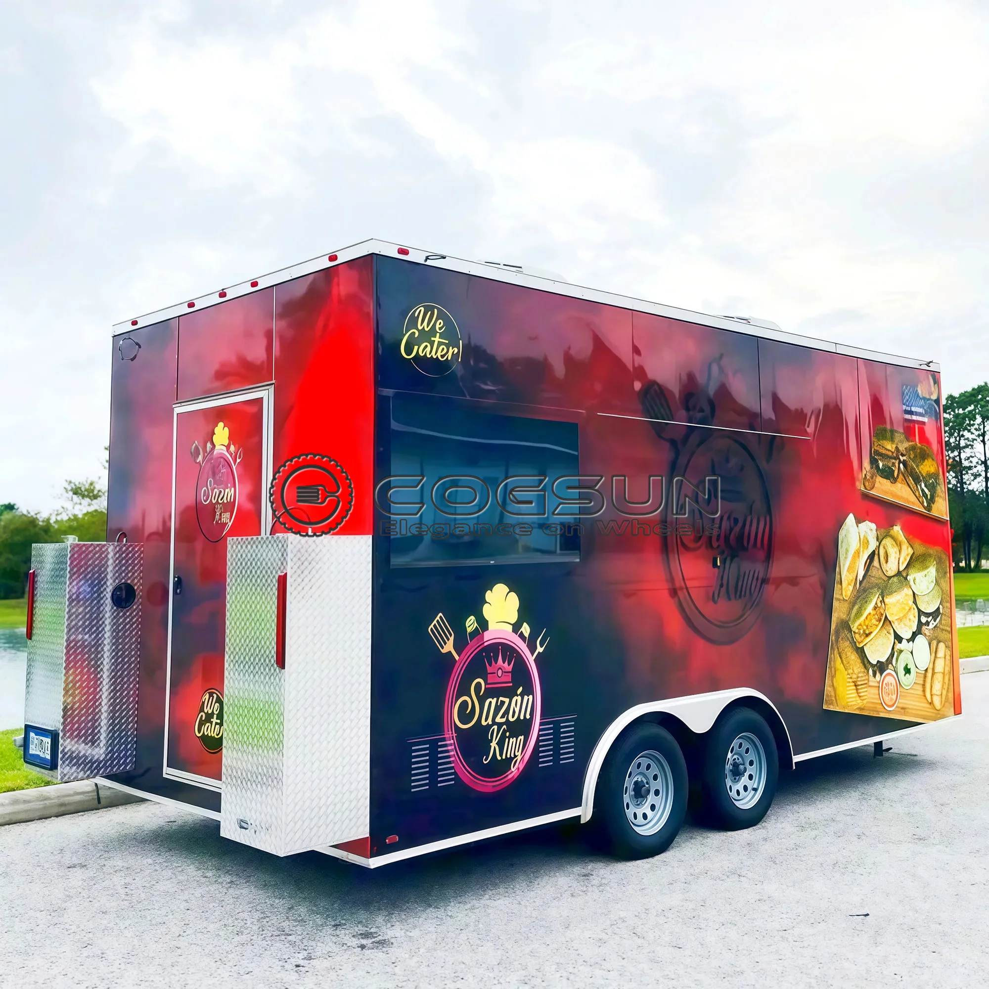 

COGSUN Hot Sale Fully Equipped Food Truck Manufacturer Trailer Full Kitchen Pizza Wings Burger Hot Dog Ice Cream Cart