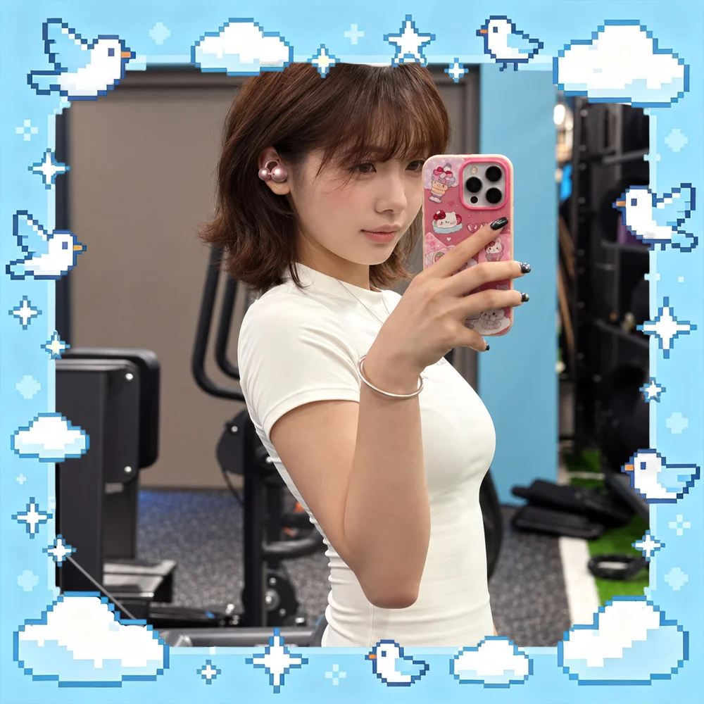 KINYO i7 AI Open-Ear Clip-On Wireless Earbuds, Bluetooth Translation Earphones with Charging Case, Rose Gold For Gifts