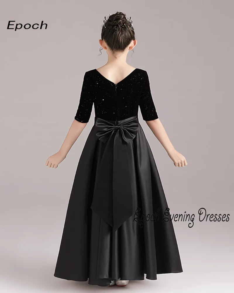 Epoch Children's Evening Dress فساتين مناسبة رسمية Elegant V-Neck A-Line Satin Graduation Ceremony For Lovely Kids 2024 New