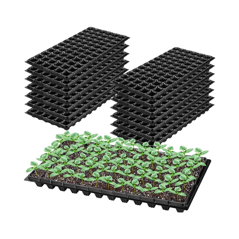 مجموعة صواني بداية البذور 72 خلية 1080 خلية نباتات صغيرة للحديقة إنبات النباتات 21.3 × 11 بوصة أواني الحضانة