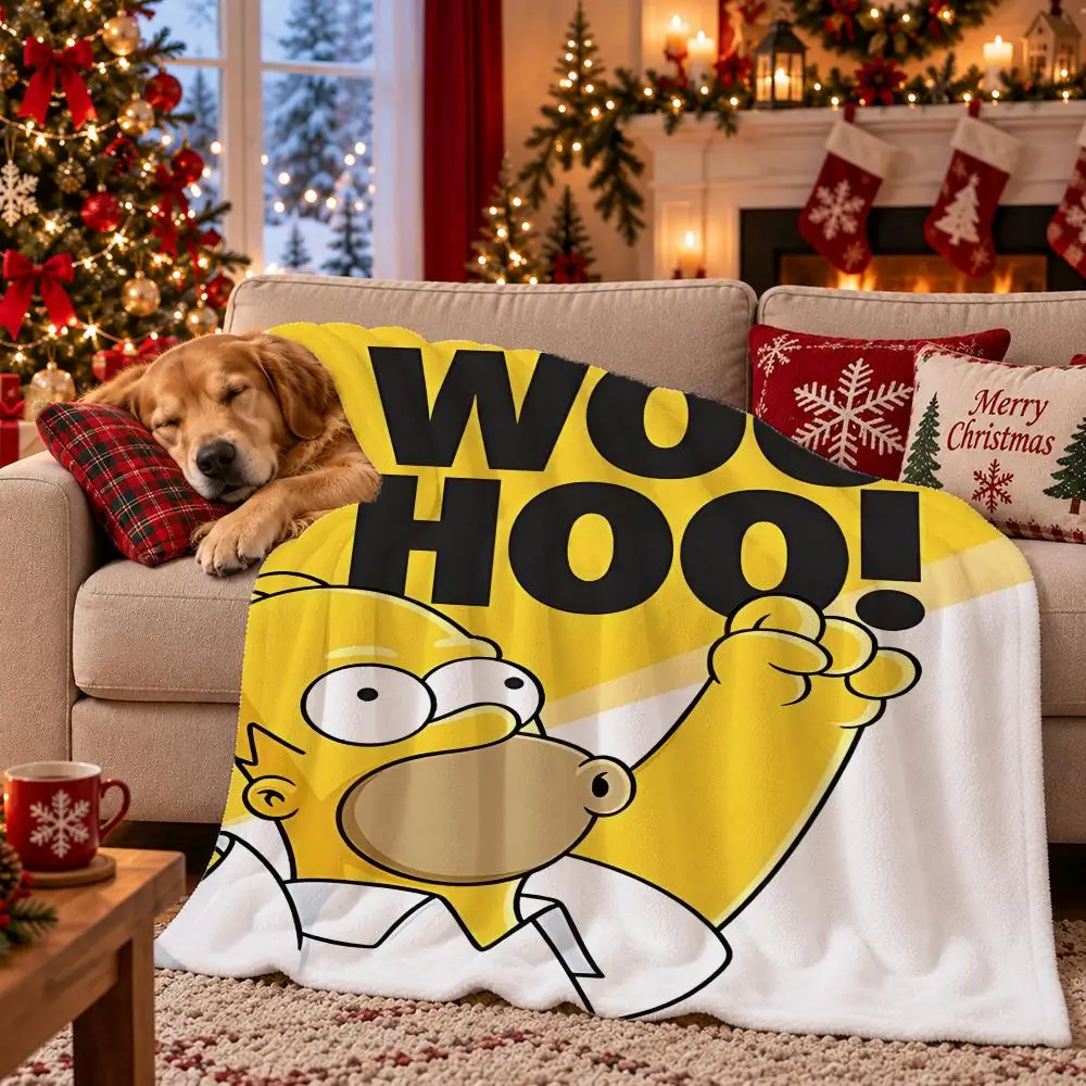 TV Series The Simpsons Throw Flannel Pet Blanket Cover Warm Soft Multifunctional Throw Universal  Bedsqread Holiday Gifts