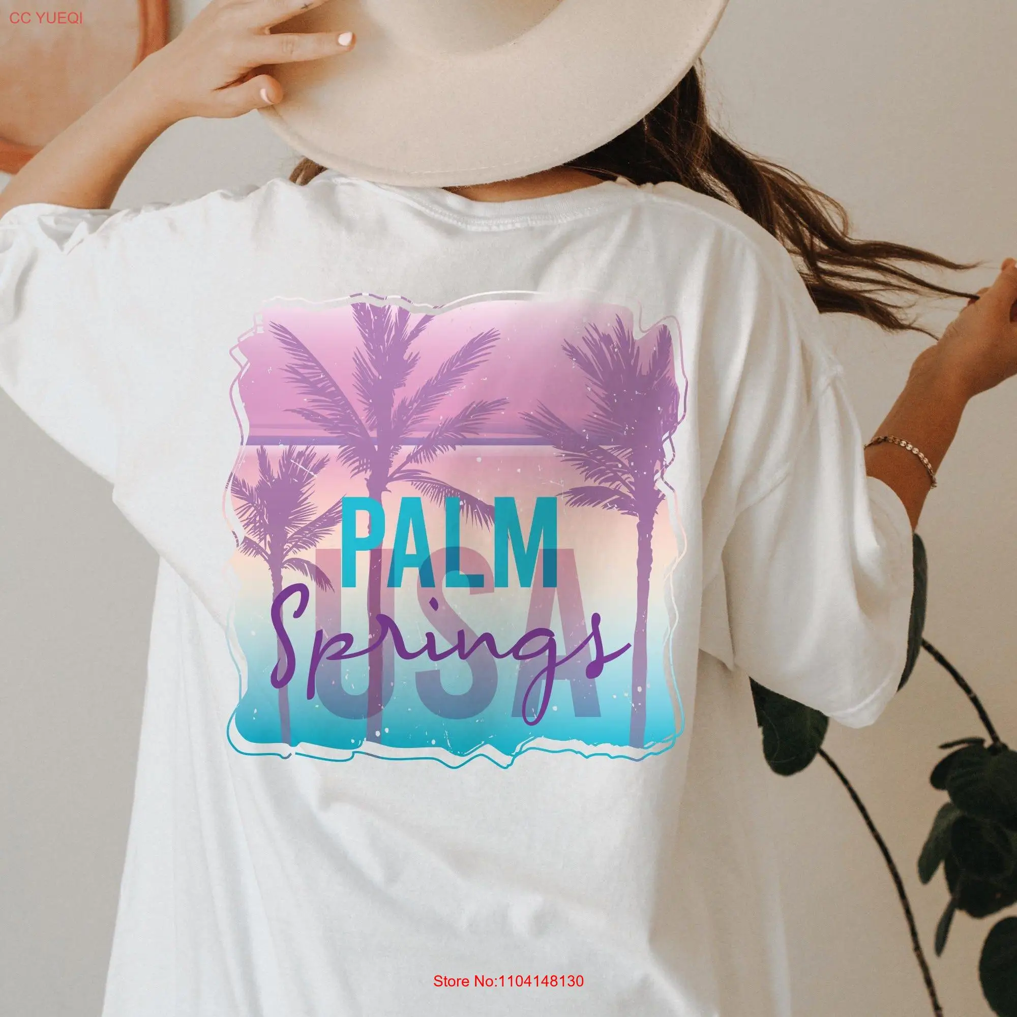 Palm Springs T Shirt Coconut Girl Travel Vacation SweaT For Woman Aesthetic Surf Beach outfit Vacay Mode E8320