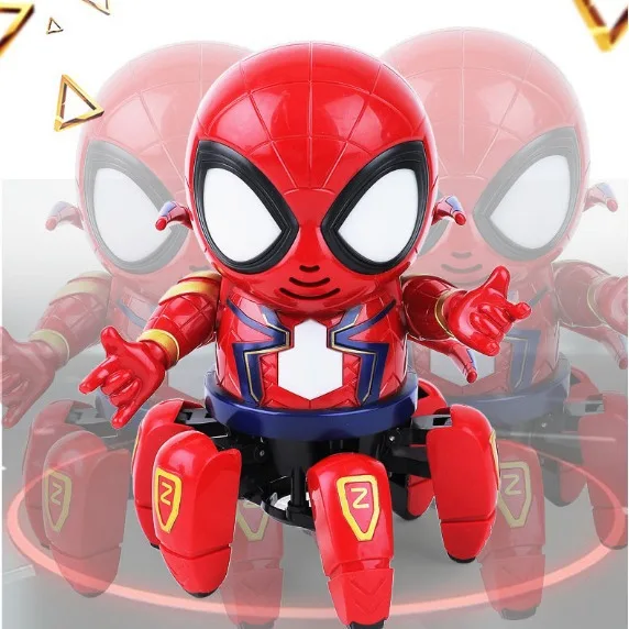 Funny Spider Man Dancing Robot Toys Cartoon Musical Light Electric Toy Doll Spiderman Action Figure Children Birthday Present