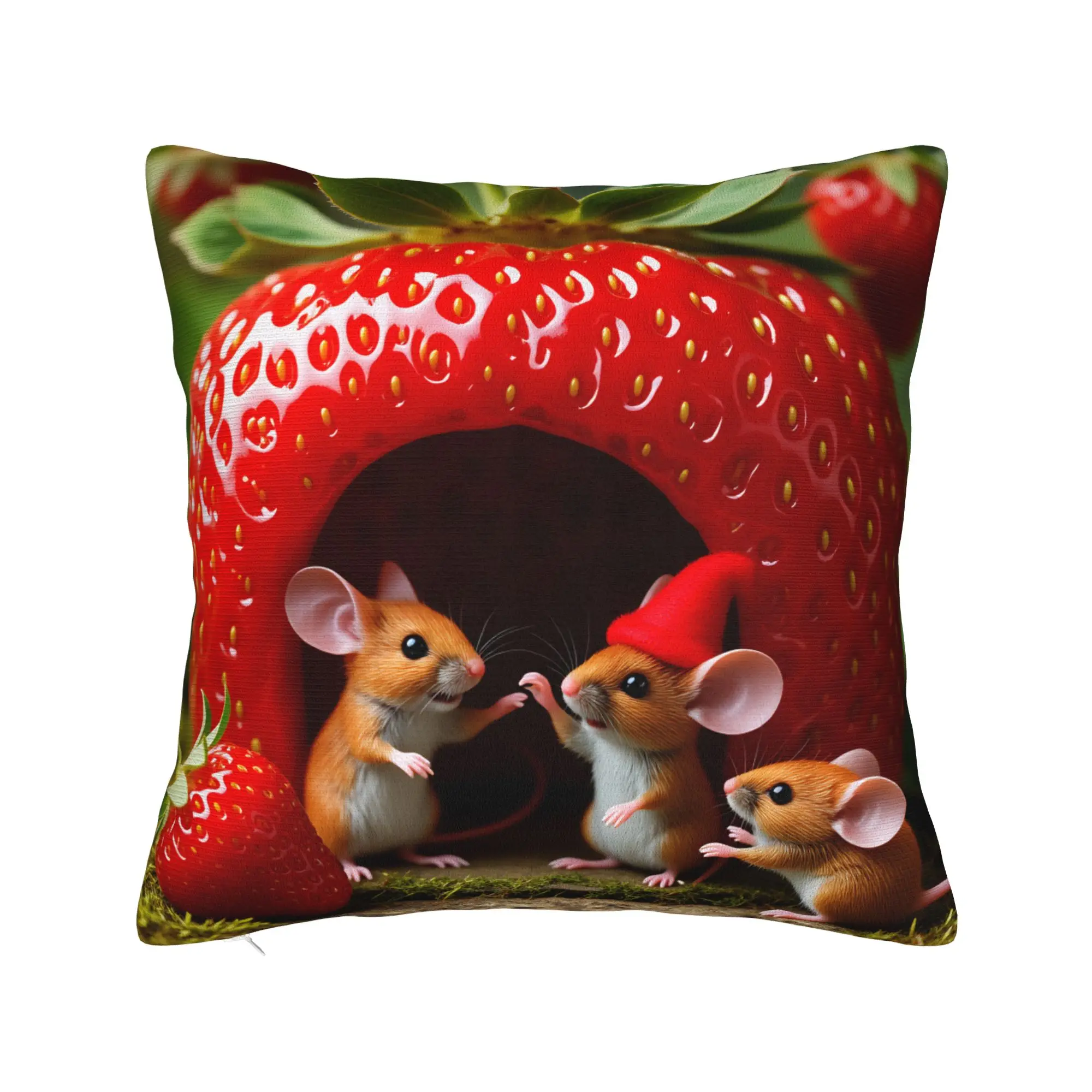 Cute Mouse-in-Cheese Pillow Case  Custom Pillow Cover For Sofa Car Home Decor Retro Trendy Cushion Cover