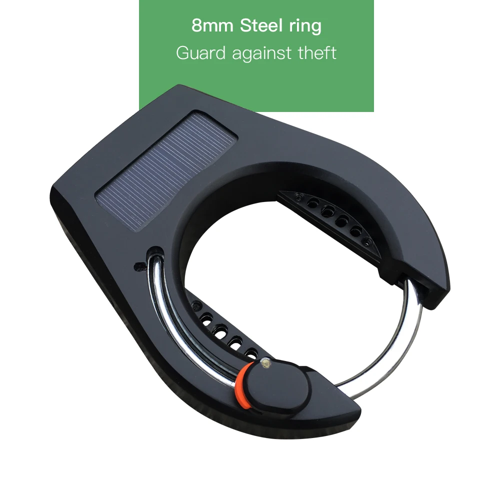 New Design High Security USB Charging Personal Solar Panel Bike Intelligent Smart Ble Bluetooths Bicycle Horseshoe Lock