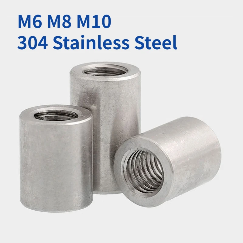 M6 M8 M10 304 Stainless Steel Extend Long Lengthen Round Coupling Nut Connector Joint Sleeve Nut