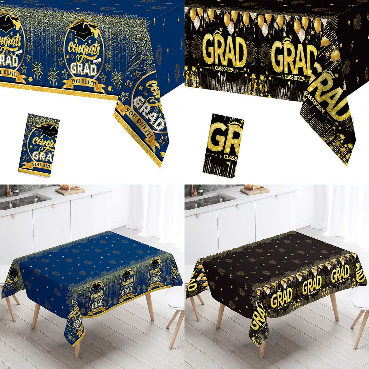 

Graduation Party Decorations Congrats Grad Tablecloths Class of 2024 Themed Plastic Tablecovers for Graduation Party Supplies