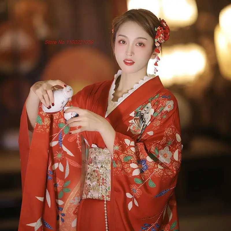 2025 japanese women traditional kimono national flower print kimono robe traditional kimono yukata girl photography clothing