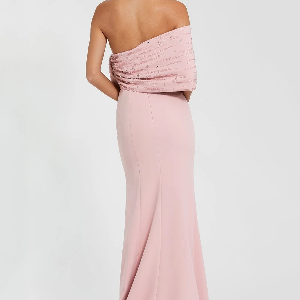 맞춤형 A라인 이브닝 드레스 바닥 길이 오프숄더 민소매 프롬 가운 패션 크리스탈 비딩 백리스 파티 가운