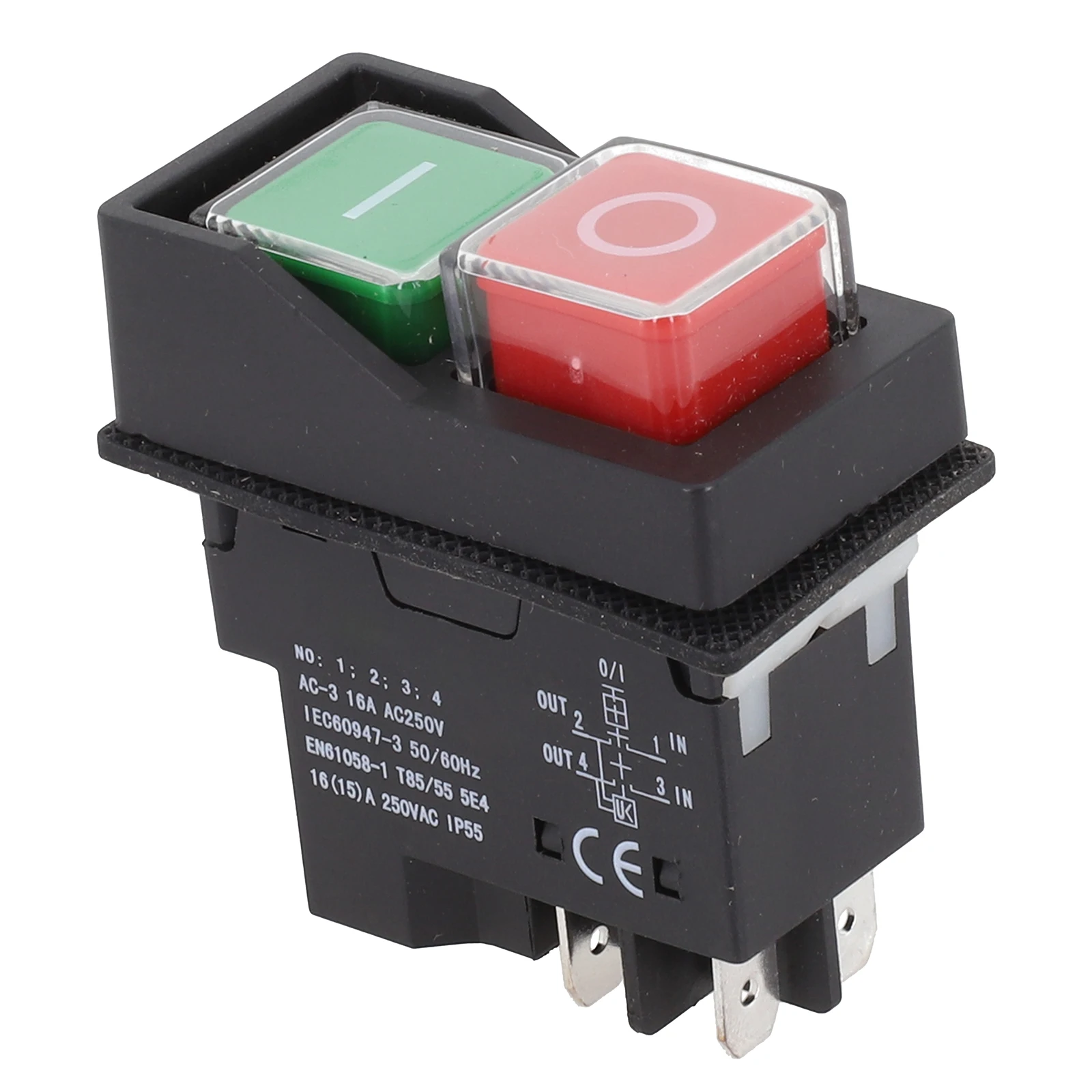 Compact Design Waterproof Push Button Electromagnetic Switch Rated at IP55 Works at AC250V with a Max of 16A Current