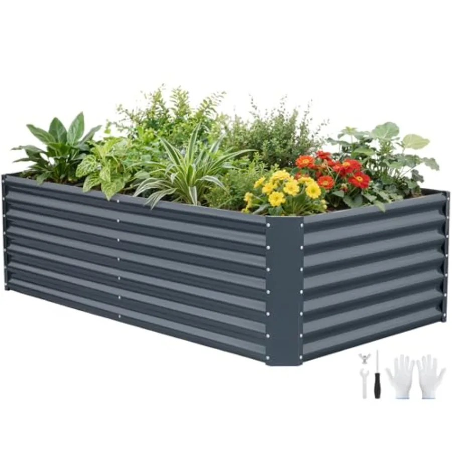 

6x3x2 Feet Galvanized Raised Garden Bed Kit, Large Metal Planter Box Outdoor for Vegetables, Flowers, Herbs, 269 Gallon Capacit