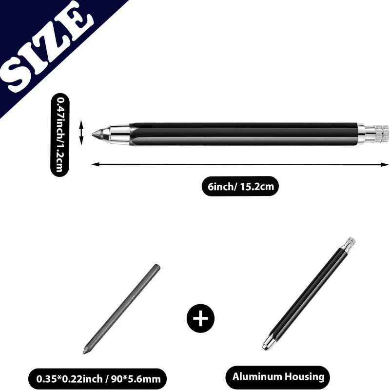 1 Pcs 5.6 mm Holder Mechanical Pencils Sketch up Automatic Mechanical Graphite Pencil for Draft Drawing, Shading, Art Sketching