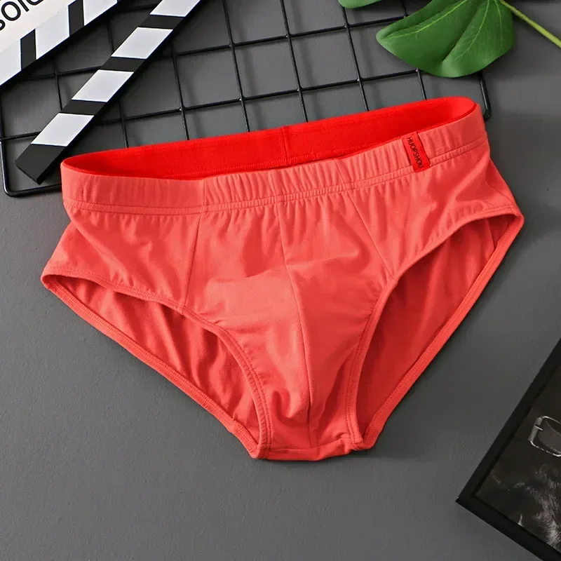 Lingerie Panties Men\'s Cotton Youth Convex Color Briefs Breathable Underwear Comfortable Solid Fasion Pouch Low Rise