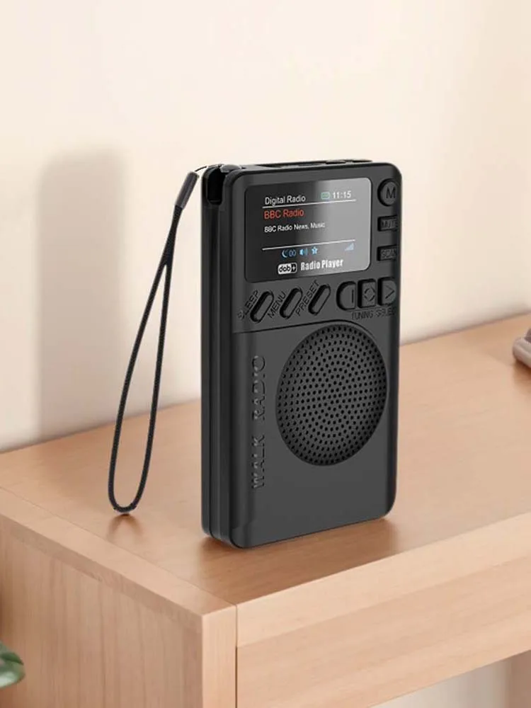 Mini Radio numérique DAB FM avec prise casque, écran couleur, Radio de poche BT5.0, haut-parleur de lecture MP3 pour la course à pied et le sport