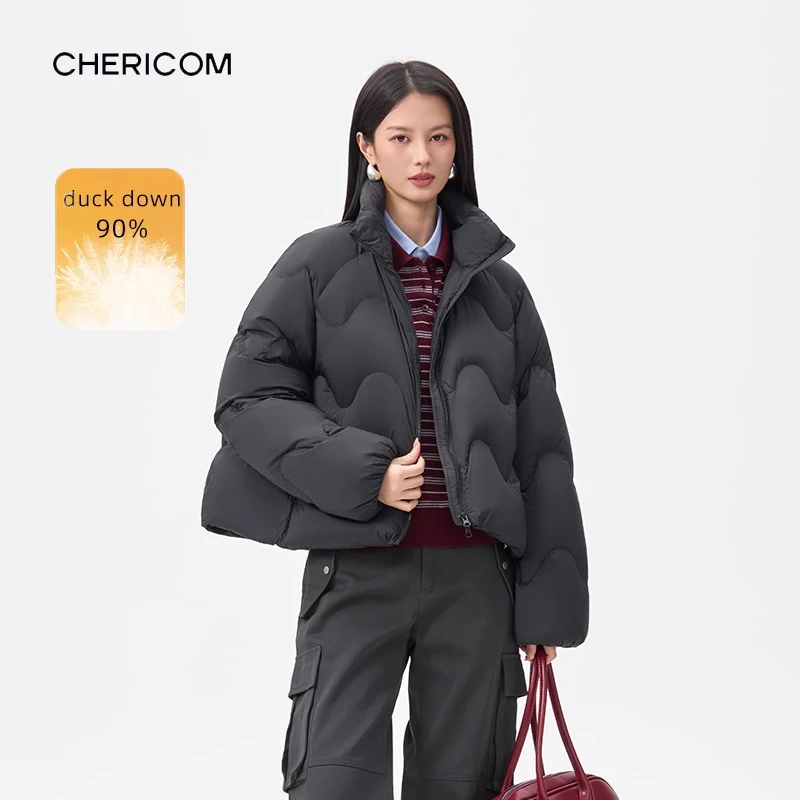 Piumini imbottiti per anatra Chericom Colletto alla coreana leggero da donna Cappotti invernali antivento Abbigliamento femminile facile da pulire Y318175Y