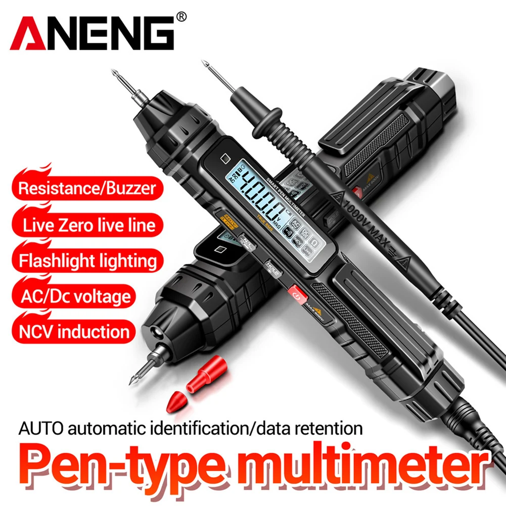 

Digital Multimeter Pen Auto Recognition Measure OHM Voltage Meter 4000 Counts Multifunctional Meter for Fire Wire Identification